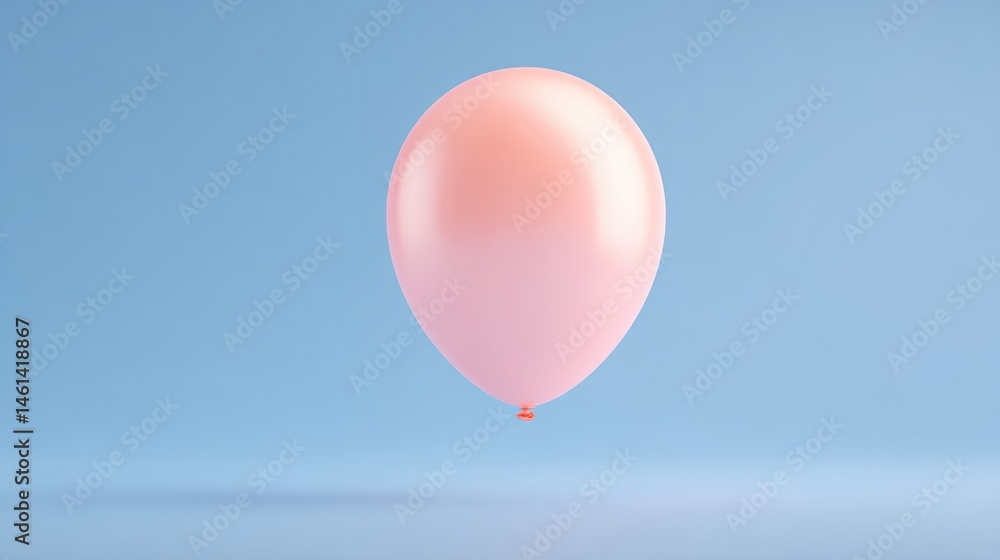 Poster minimalistic image of single elegant anniversary balloon in soft pastel color with ample copy space