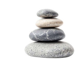 Four smooth stones stacked in a balanced pile.