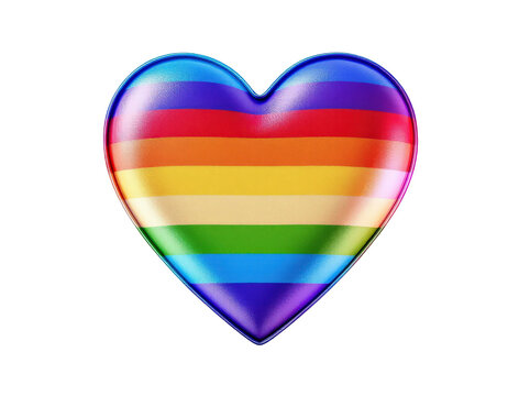 A heart-shaped object featuring vibrant rainbow stripes symbolizing LGBTQ+ pride and love. - Powered by Adobe