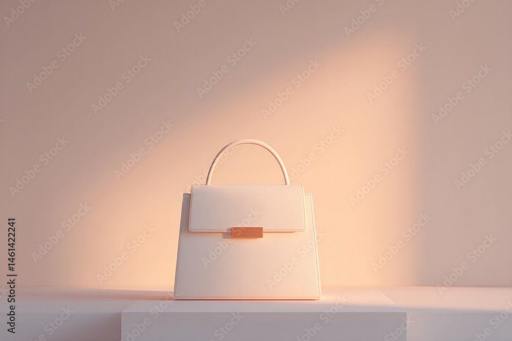 Aufkleber minimalistic scene with empty podium showcasing luxury handbag abundant copy space for text or desig