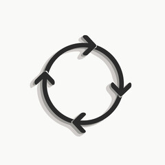 black circular arrow with white center  abstract concept of cycles and recycling