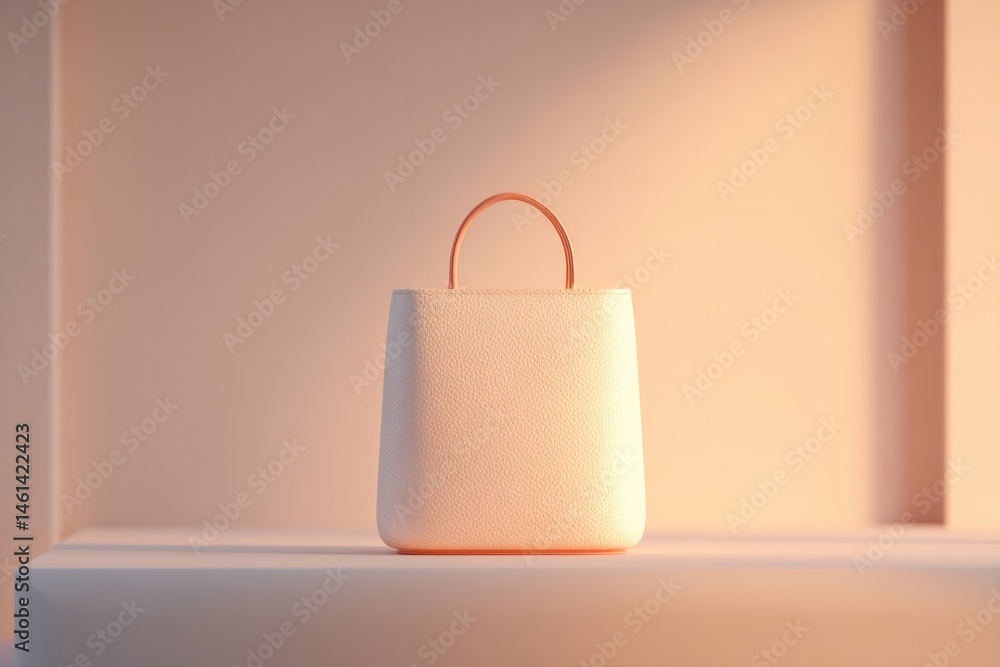Poster minimalistic scene with empty podium showcasing luxury handbag abundant copy space for text or desig