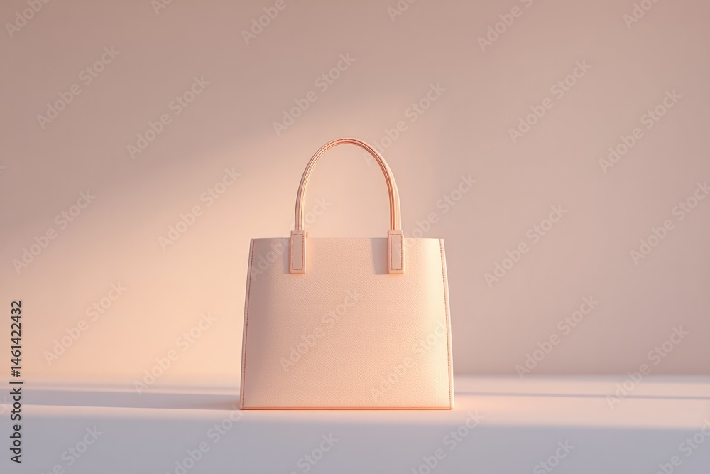 Poster minimalistic scene with empty podium showcasing luxury handbag abundant copy space for text or desig