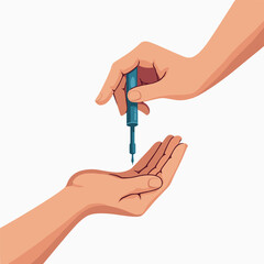 hands administering medical injection with syringe
