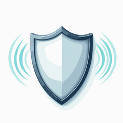 digital security shield with sound waves
