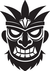 tiki mask silhouette, black and white silhouette, vector and illustration