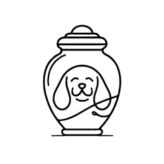 Pet urn with cheerful dog illustration  