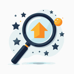 searching for success with stars and arrow up