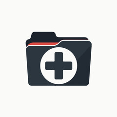 Obraz premium medical file icon with red cross healthcare symbol on black background