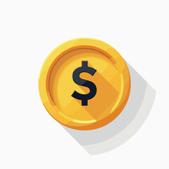 Obraz premium golden dollar coin with shadow effect on white background