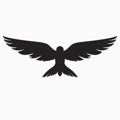 Fototapeta premium black silhouette of bird in flight with white background