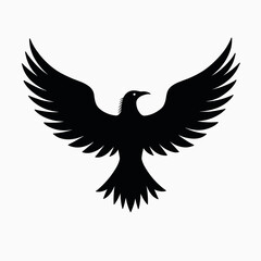 Fototapeta premium majestic black eagle silhouette on white background