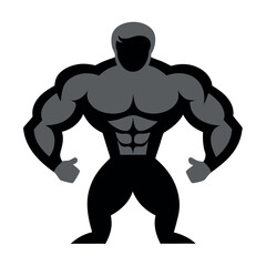 vector silhouette icon illustration of a black and white superhero on white background