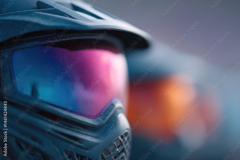 Poster paintball game action in focus players partially blurred in background showcasing color and movement