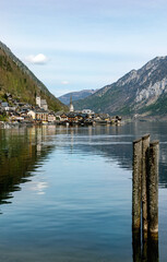 Hallstatt Village Nestled Between Alpine Mountains