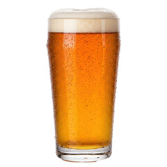 A Refreshing Glass of Cold, Golden Beer: Perfectly Chilled Beverage Served in a Clear Pint Glass, Ideal for Hot Summer Days at Home Gatherings or a Bar.