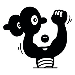 black and white cartoon character