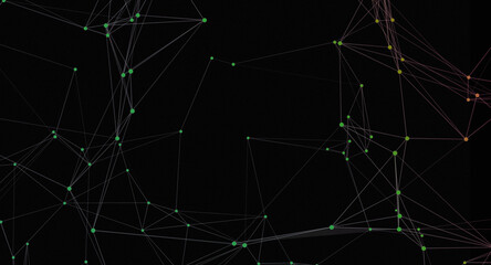 Abstract Connection Network with Glowing Points on Dark Background