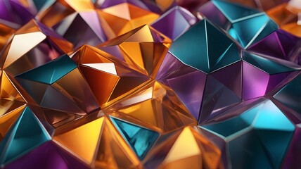 Obraz premium Colorful Abstract Geometric Crystal Shapes in 3D
