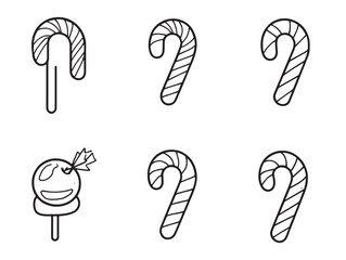 Creative Candy Cane Food Line Art for Festive Illustrations