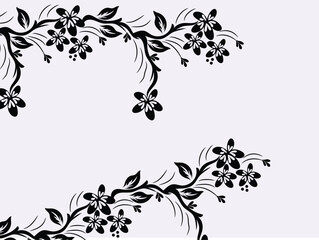 Elegant Black and White Floral Corner Design for Invitations and Cards