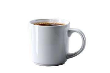 Fototapeta premium A simple white mug filled with dark liquid. Png, Transparent background.