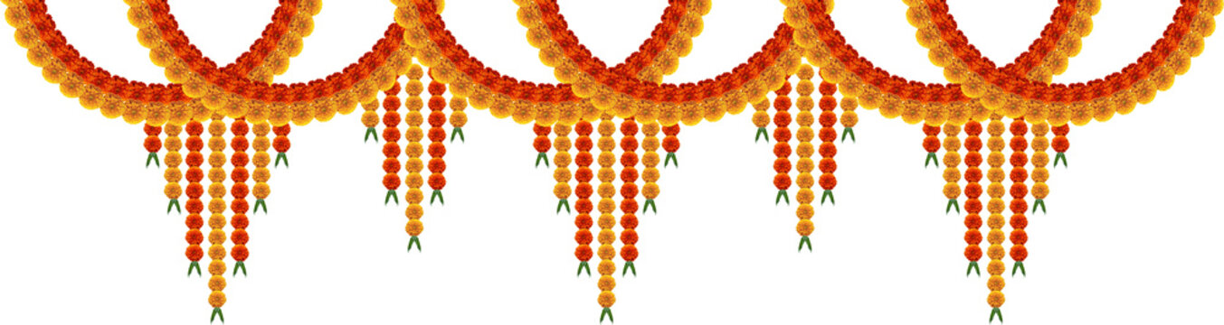 Hanging flowers decorative gate of marigold flowers