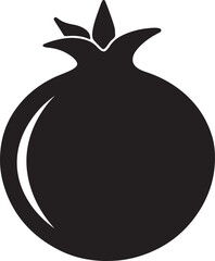 pomegranate fruit silhouette, black and white silhouette, vector and illustration