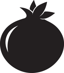 pomegranate fruit silhouette, black and white silhouette, vector and illustration