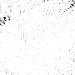 A textured white background displays a dense of small black dots creating an abstract visual.