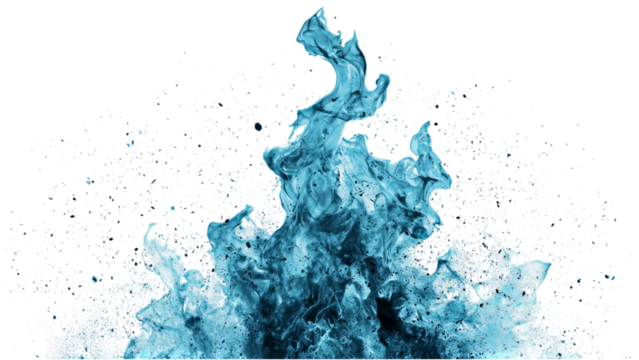Png of Dynamic splash of vibrant blue water creating an abstract wave effect, perfect for artistic backgrounds.
