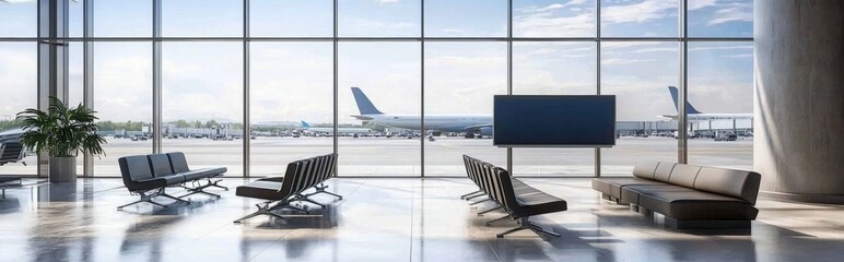 Fototapeta premium Vacant airport sign waiting for promotional content.