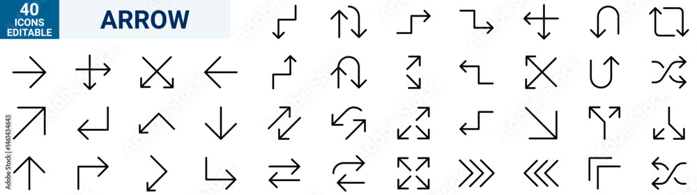 Poster arrow icon set. cursor. collection different arrow signs. arrow icon collection. large blue arrow ic