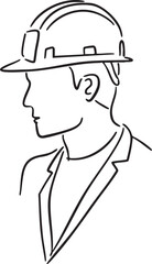 Obraz premium A man wears a hard hat facing forward.