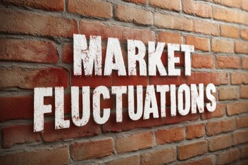 MARKET FLUCTUATIONS" is written in bold white letters on a red brick wall background.