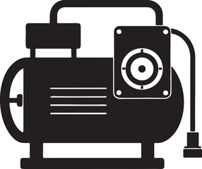 vacuum pump silhouette, black and white silhouette, vector and illustration