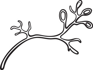 Naklejka premium A delicate branch extends gracefully upwards adorned with simple leaf shapes.
