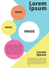 Stylish template featuring an abstract layout with colorful circles and placeholder text, perfect for creating modern designs, marketing materials, or presentations.