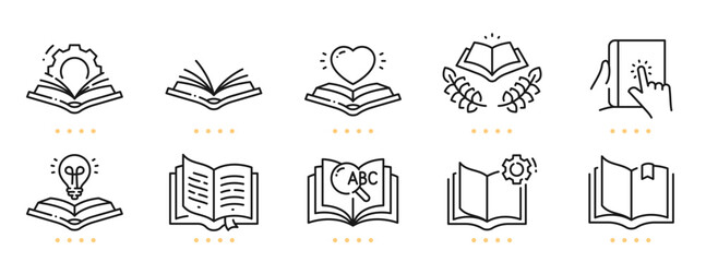 Book related line icons. Editable stroke