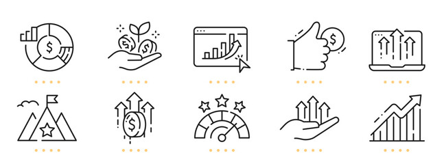 Business growth related line icons. Editable stroke