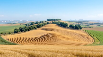 Fototapeta premium Rolling hills of golden farmland