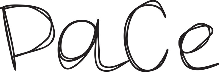 Fototapeta premium Elegant cursive lettering forms the word 'Pace' on a white background.