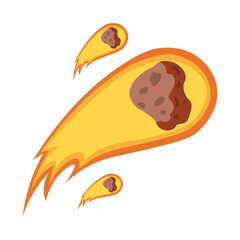 Asteroid Vector Illustration. Falling Meteor. Vector Art in Cartoon Style.