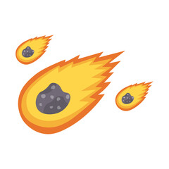 Asteroid Vector Illustration. Falling Meteor. Vector Art in Cartoon Style.