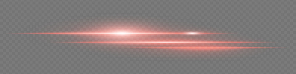Red glowing streaks with flare effect on black background. Perfect for high-speed light visuals, energy waves, sci-fi designs, neon transitions, digital focus points, modern interface.