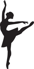 Elegant Ballerina Silhouette With Graceful Pose Isolated On White Background Illustration.