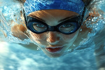 Naklejka premium Focused swimmer underwater