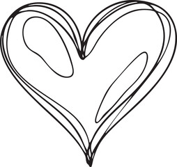 A simple outlined heart shape is presented on a white background.