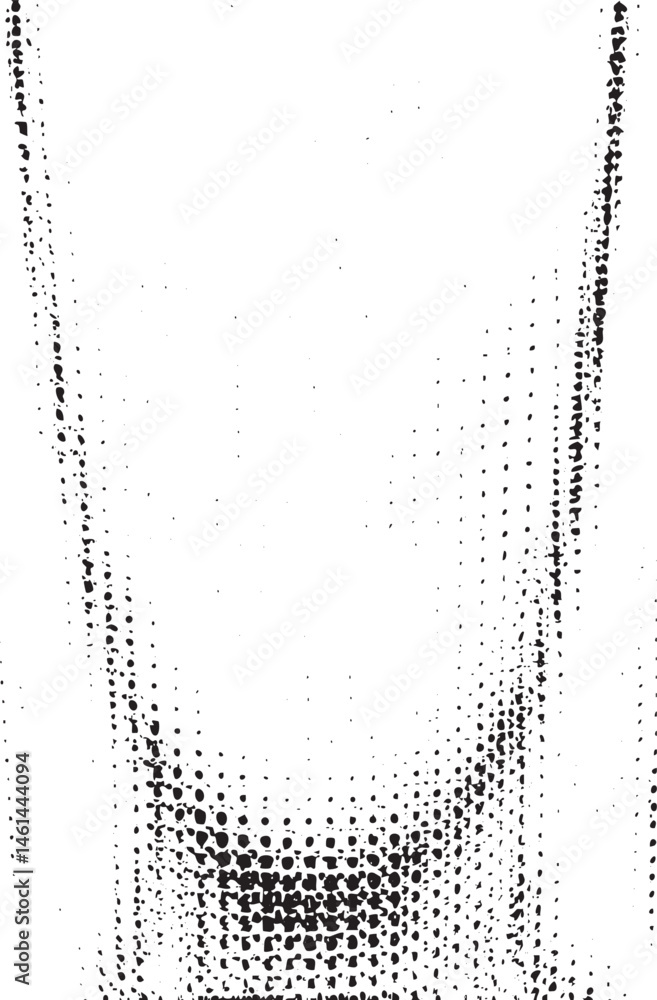 Aufkleber a dark textured stream of small dots flows downwards from an indistinct point.