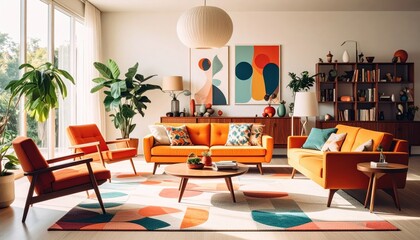 Fototapeta premium A MidCentury Living Roomoom with a Modern Soul